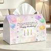 Dual-Purpose Birthday Cake Tissue Box & Desktop - Compatible for Rolled Toilet Paper, Facial Tissues, Suitable for Paper Towels Holder with Smooth She