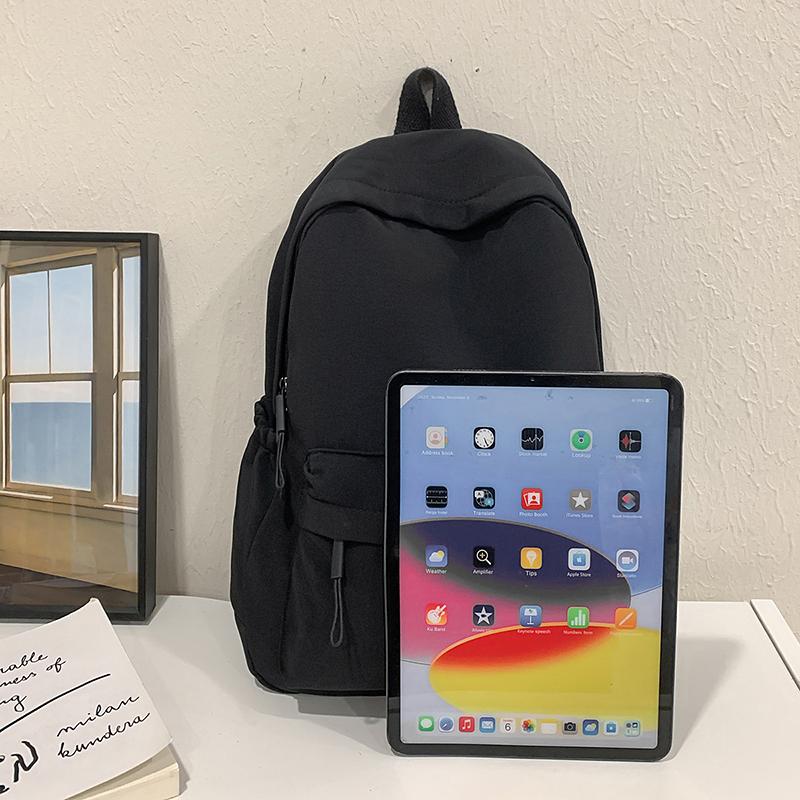 Solid Color Backpack Large Capacity Student School Bag College Style Backpack