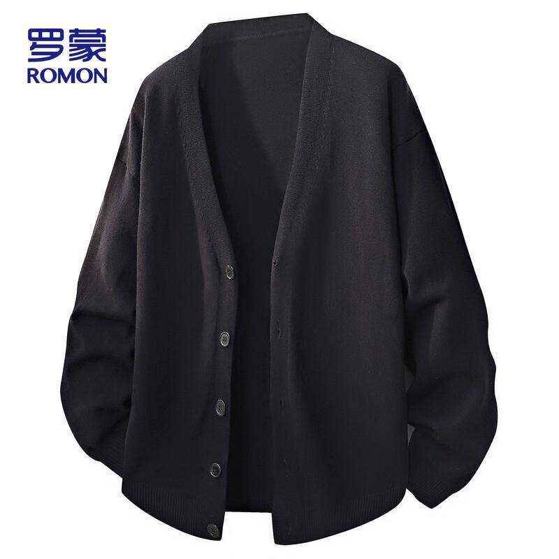 ROMON Men's V-Neck Knit Cardigan Sweater