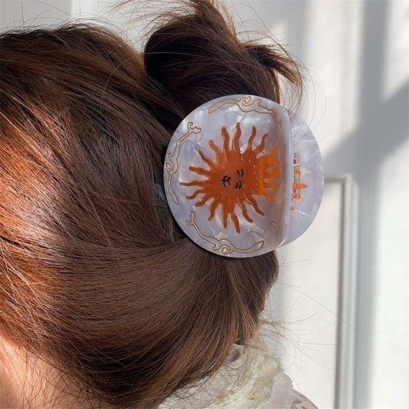 1pc European and American style shark clip high-end feeling sun pattern hair grab personalized hair accessory new style