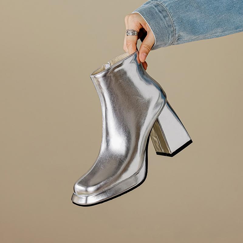 8. Dámské krátké boty na vysokém podpatku Podzim a zima Nové velké krátké boty na silném podpatku