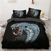 Blue Snake Duvet Cover Wild Animals Theme for Teens Adults Wildlife Black Duvet Cover Bedroom Decoration Dark Series Queen Size