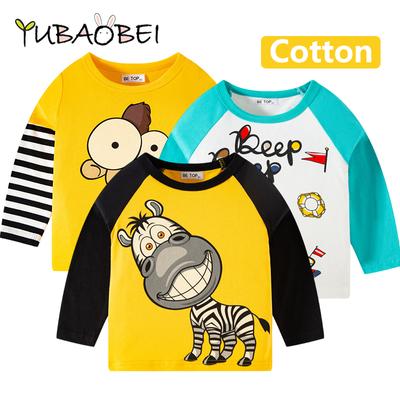 Boys Long Sleeve Cartoon Animal Truck Printing Baby Kids Boys Cotton Tops Autumn T-shirt Clothes