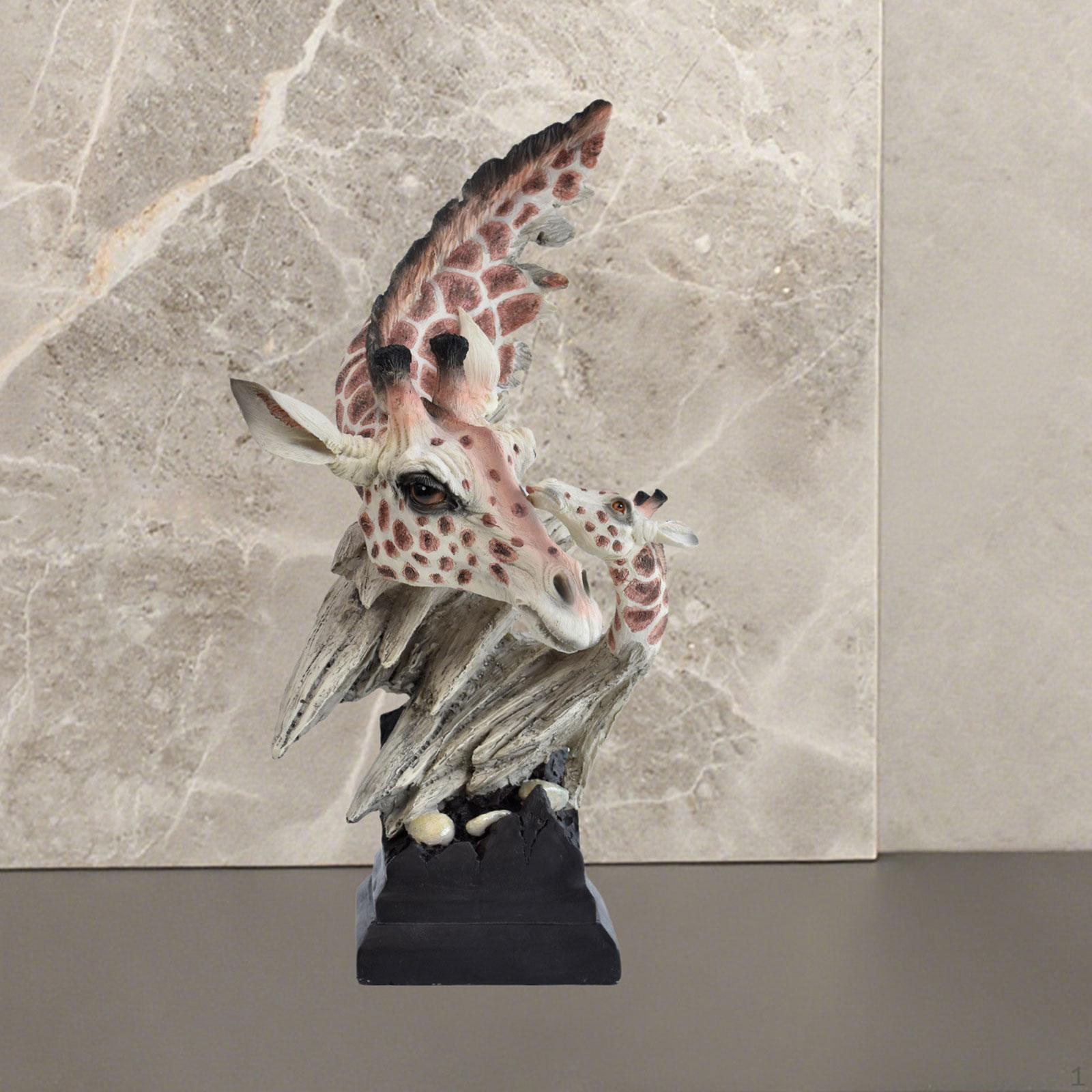 

Giraffe Head Statue Decorative Resin Figurine for Cabinets Bedroom Bookshelf Style A Style B
