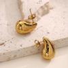 Colorfast Stainless Steel Water Drop Stud Earrings - Fashionable & Versatile