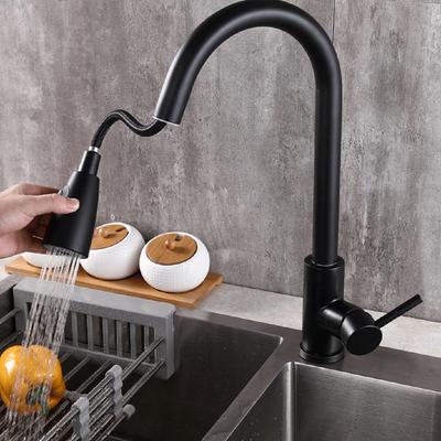 Küchenarmaturen Schwarz Einhebel Ausziehbar Küchenarmatur Einloch Schwenkbar 360 Grad Kalt- & Warmwasser Mischbatterie