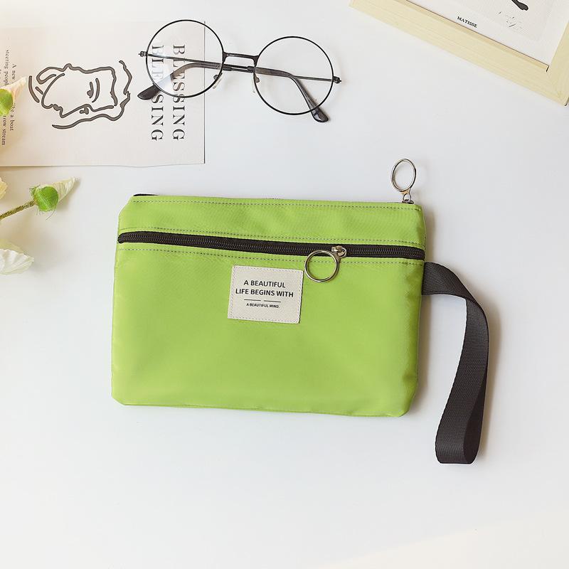 Student Nette Tragbare Doppel-schicht Handy Tasche Weibliche Handgelenk Zipper Einfarbig Kleine Frische Lippenstift Make-Up Lagerung Tasche