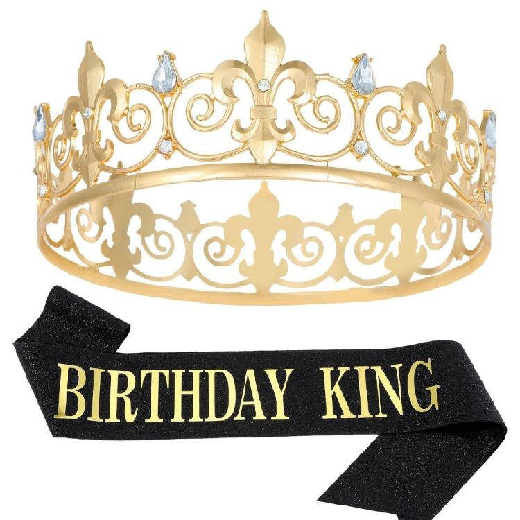 Men's Birthday Party Sash With Elegant Crown Glitter for Men To Stand Out King Headpiece Photo Props