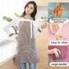 Household Wipeable Watrproof Aprons Kitchencooking Barbrcue Restaurant Women for Fashion Large Pocket Apron