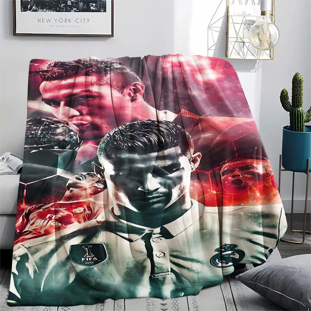 1Pc CR7 Print Flannel Blanket, High quality Comfortable for All Seasons, Home Decor, Warmth and Comfort, Perfect for Christmas Gifts