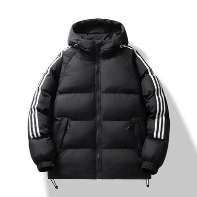 Neuer Herbst- und Winter-Graphen-Baumwollmantel für Herren mit Kapuze, Dreistreifen-Koreanischer Stil, Verdickte Sport- und Freizeit-Vielseitigkeitsjacke