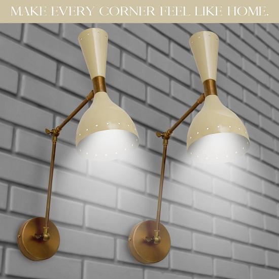 Brass Handcrafted Wall Lamp Bedside Magari Kitchen Light Study  Reading Fixed Wall Sconce Focus Elegant Night Timer