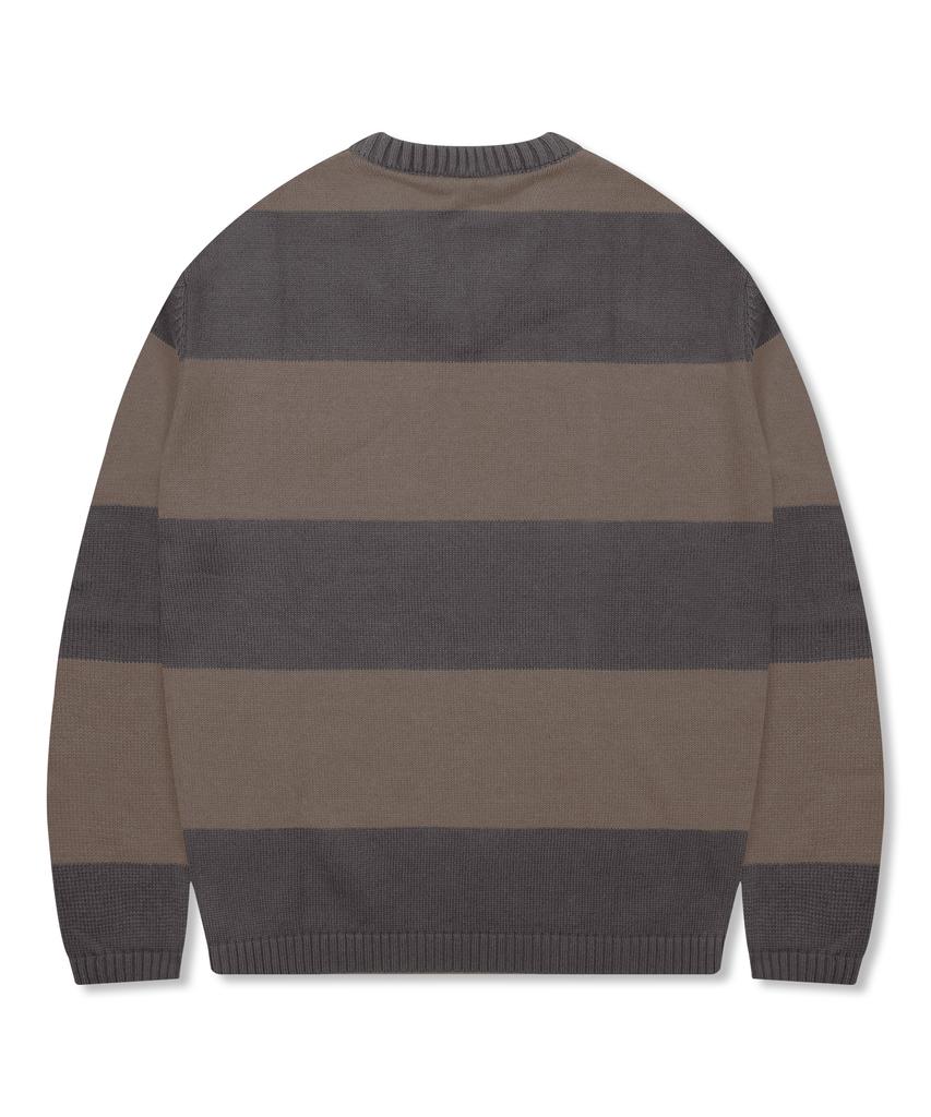 XTONZ Xtk170 Striped V-Neck Pullover Knit (Brown)