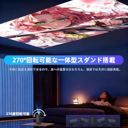 YINCODI Home Projector [Industry's First Ultra-Compact and Lightweight Projector with Android TV and 270° Rotation] Compact Projector, 25000lm, 1080P