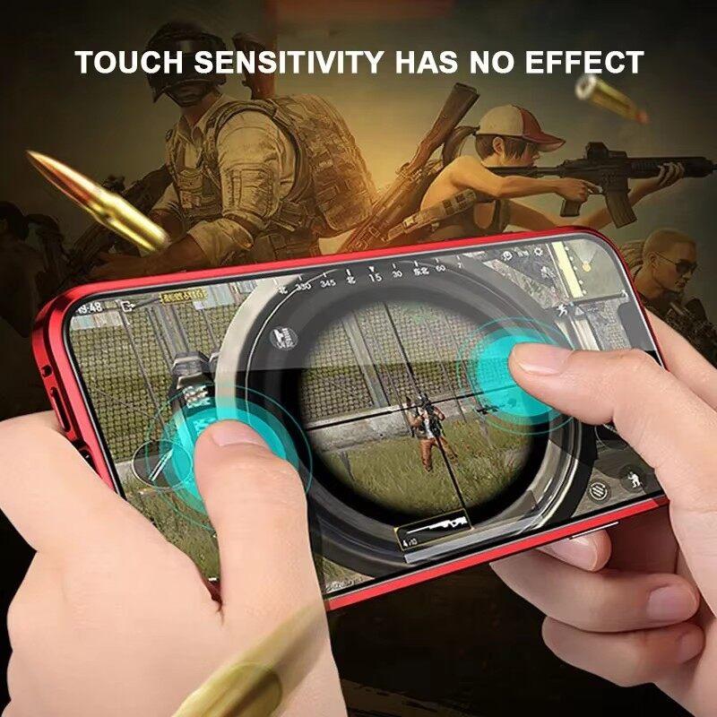 Case for iPhone 13 Pro Max/ 13Pro,with Double Sided Magnetic Tempered Glass cases,Magsafe Wireless Charging Magnetic Adsorption Metal Bumper Cover