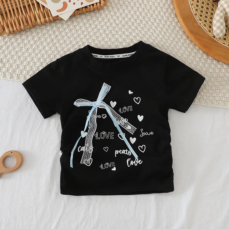 

Girls Class A Cotton Round Neck T-shirt - Skin-friendly, Breathable, Casual Fashion, Short Sleeve, Summer New Arrival 90 cm