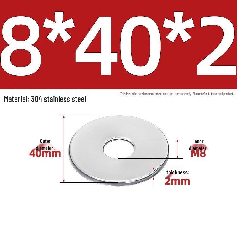 Extra Large Thickened Flat Washer - 304 Stainless Steel, M3 to M30 Sizes