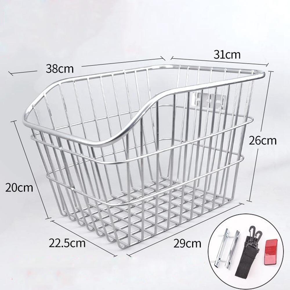 Easy To Install Bicycle Rear Basket Fixed Durable Metal Mountain Bike Basket Black/Silver Adjustable Enlarged Bike Basket