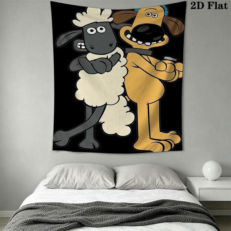 Shaun the Sheep Wall Hanging Printed Fabric Blanket Decorative Tapestries for Bedroom Living Room Home Decor
