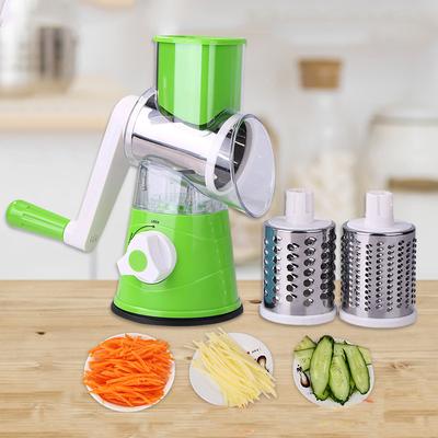 Vegetable Cutter & Slicer Manual Kitchen Cheese Chopper Machine With 3 Sharp Drums Multifunctional Garlic Potato Shredder