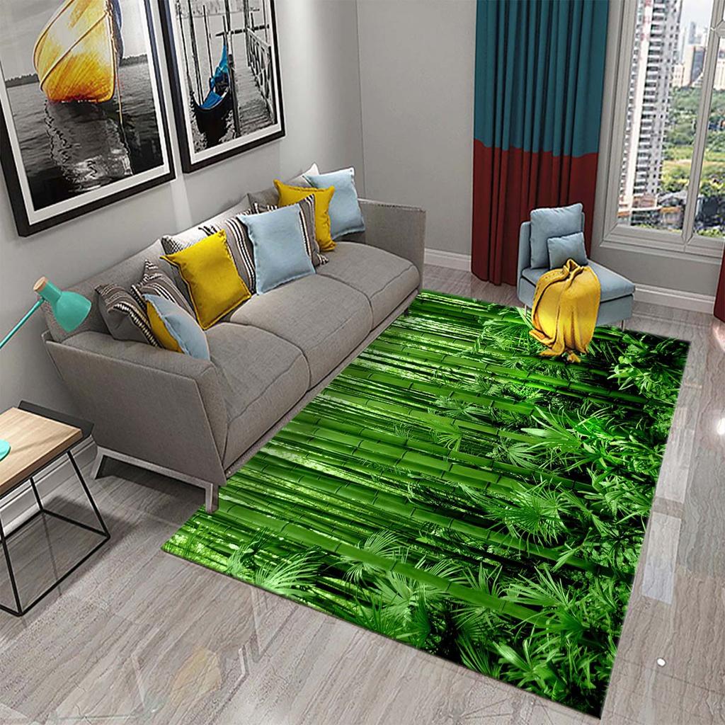 3D Green Bamboo Forest Bamboo Carpet for Bathroom Mat Plants Toilet Rugs Anti-Slip Mat Bedroom Living Room Floor Decor Carpets