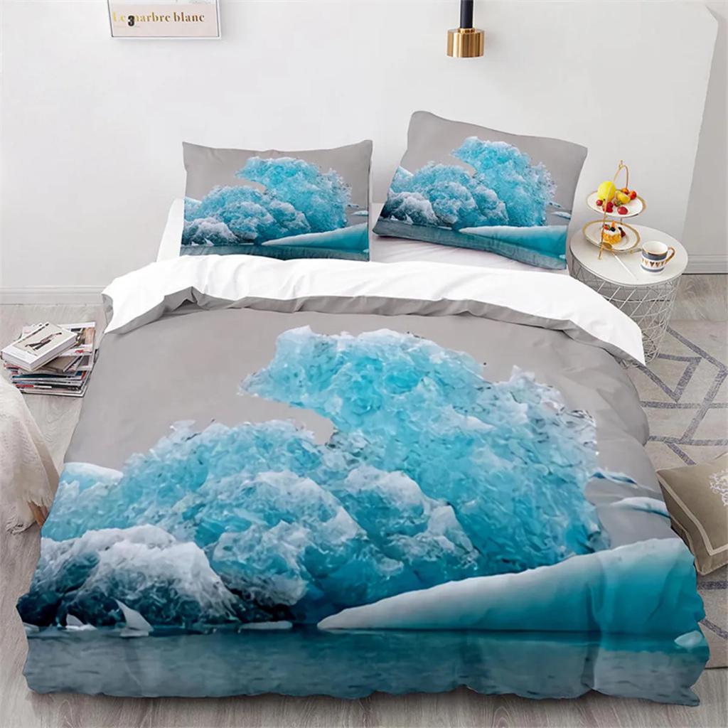 Snow Mountain Duvet Cover Clouds Hill Scenery Glacier Natural Beauty Print Ocean Theme Quilt Cover For Children Adult Room Decor