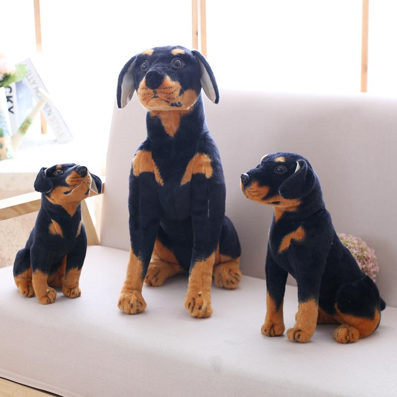 23-66cm Modello Animale Cane Nero Simulazione Grande Ornamento Cane Giocattolo Cucciolo Bassotto Realistico Peluche Cane Animale Domestico Fatto a Mano Decorazione per la Casa