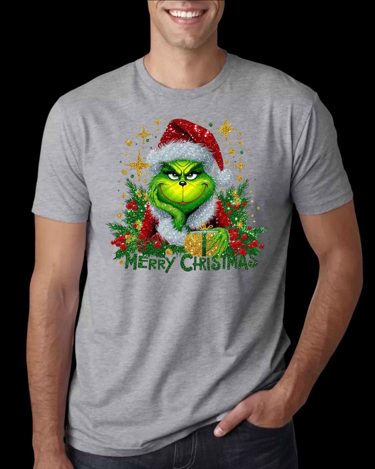 Festive Grinch Christmas T shirt – Funny Holiday Graphic T shirt S
