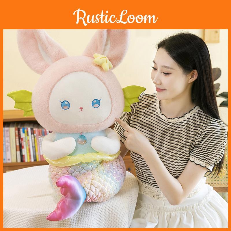 Mermaid Doll Rabbit Plush Toy Colorful Animal Pillow Christmas Gift For Girls