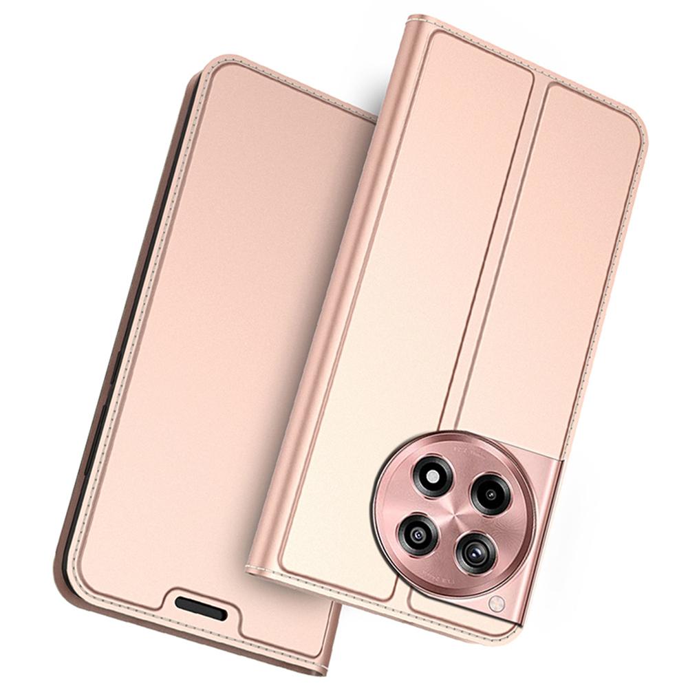 

For OnePlus 12R 5G/Ace 3 5G Case Strong Magnetic Closure Protective Leather Phone Cover Card Slot Rose Gold