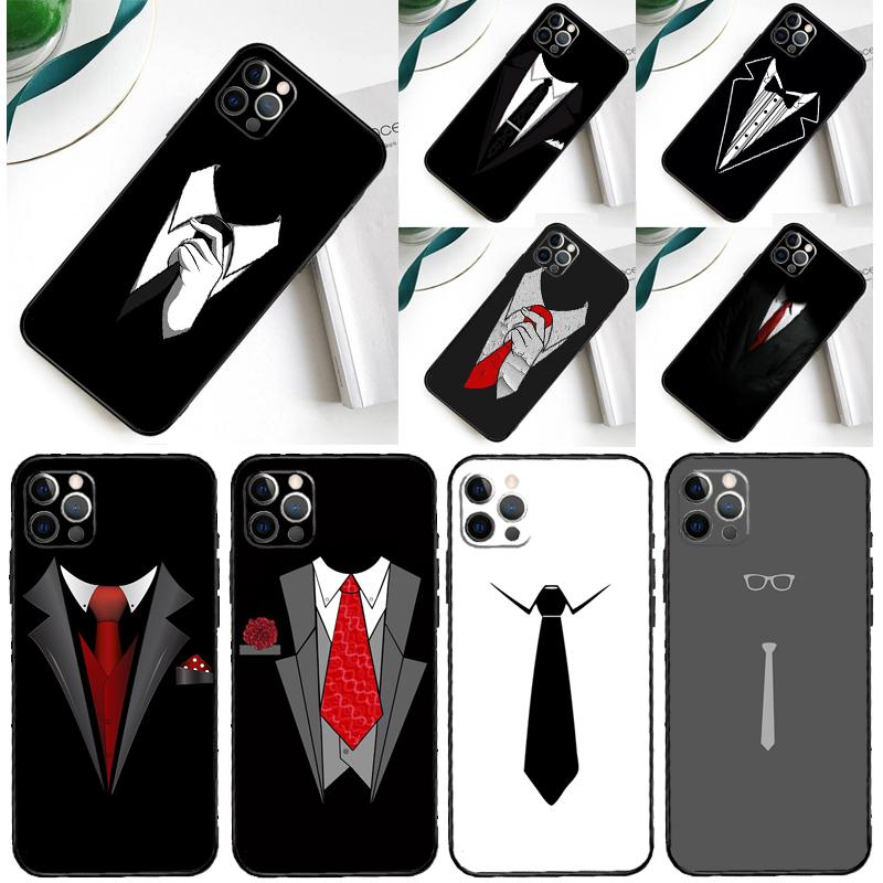 Anzug und Krawatte Handyhülle Für iPhone 16 Pro Max 12 13 Mini 11 14 15 Pro Max XR 15 16 Plus 16e Rückseite