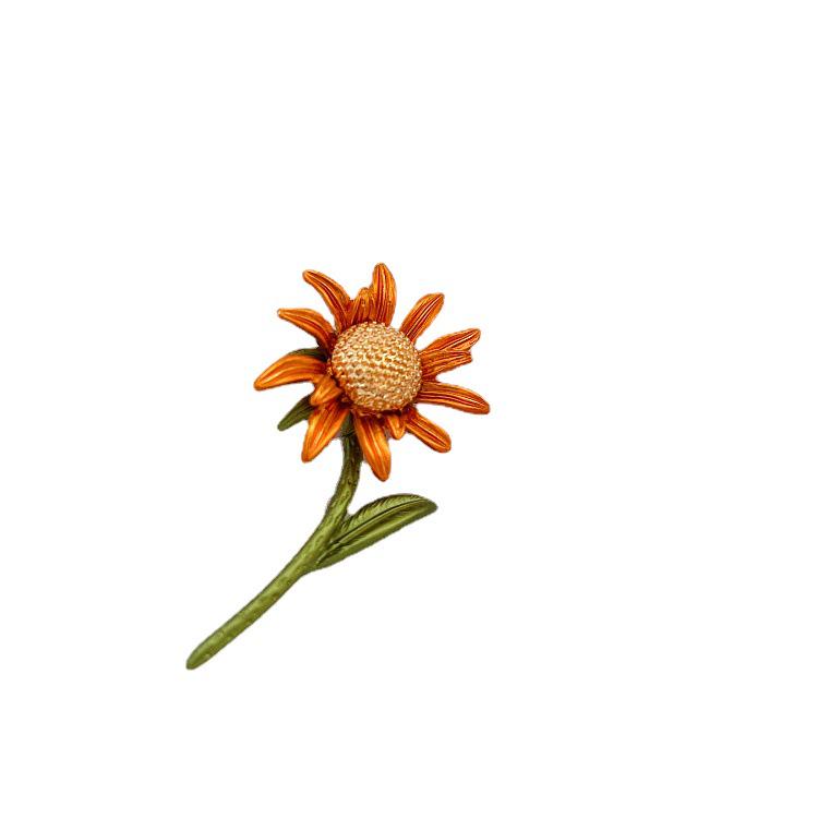 Retro Mori Sunflower Paint Brooch - Stylish and Simple Women's Accessory.