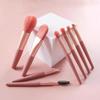 Mini Portable 8Pcs Makeup Brush Set Soft Synthetic Bristles Cosmetic Brushes with Storage Bag for Trip Outdoor Use