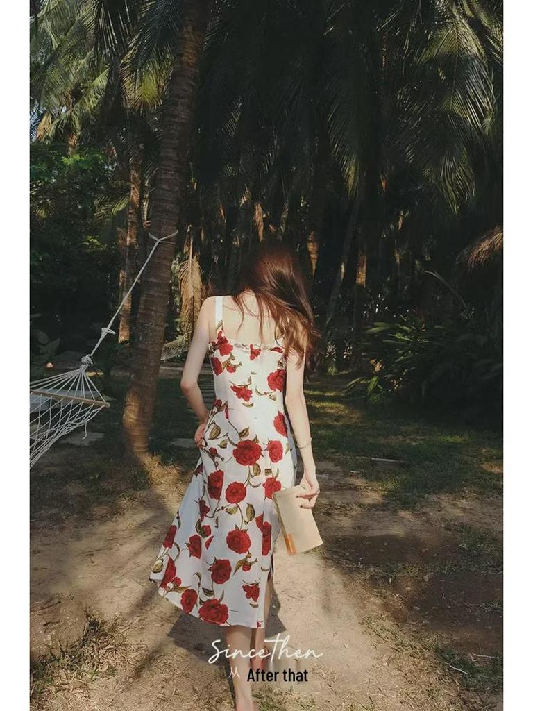 2023 Summer Thai Spaghetti Strap Dress for Seaside Vacation in Yunnan, Sanya, and Xishuangbanna