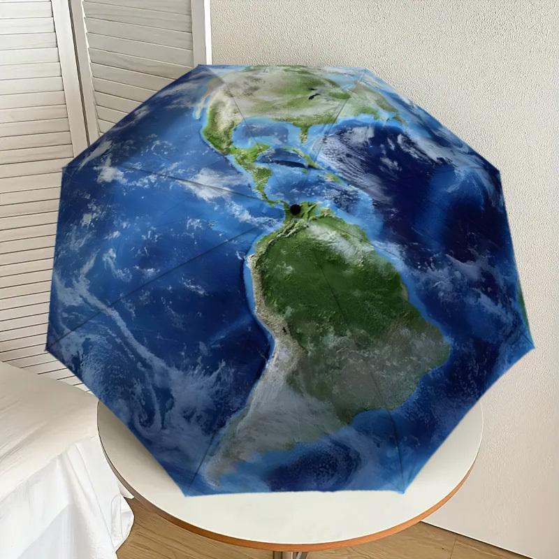 

1pc Earth from Space: Americas Umbrella with Plastic Handle,Suitable for All Seasons Home Travel Outdoor UmbrellaDD1276