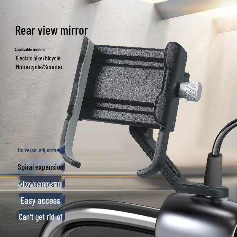 Aluminum Alloy Phone Holder for Bikes and Motorcycles - Shockproof, Anti-vibration, Ideal for Food Delivery Riders.