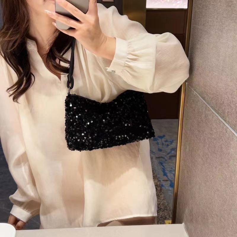 2025 Summer New Texture Leisure Foreign Flavor Sequins Shoulder Bag Crossbody Large Capacity