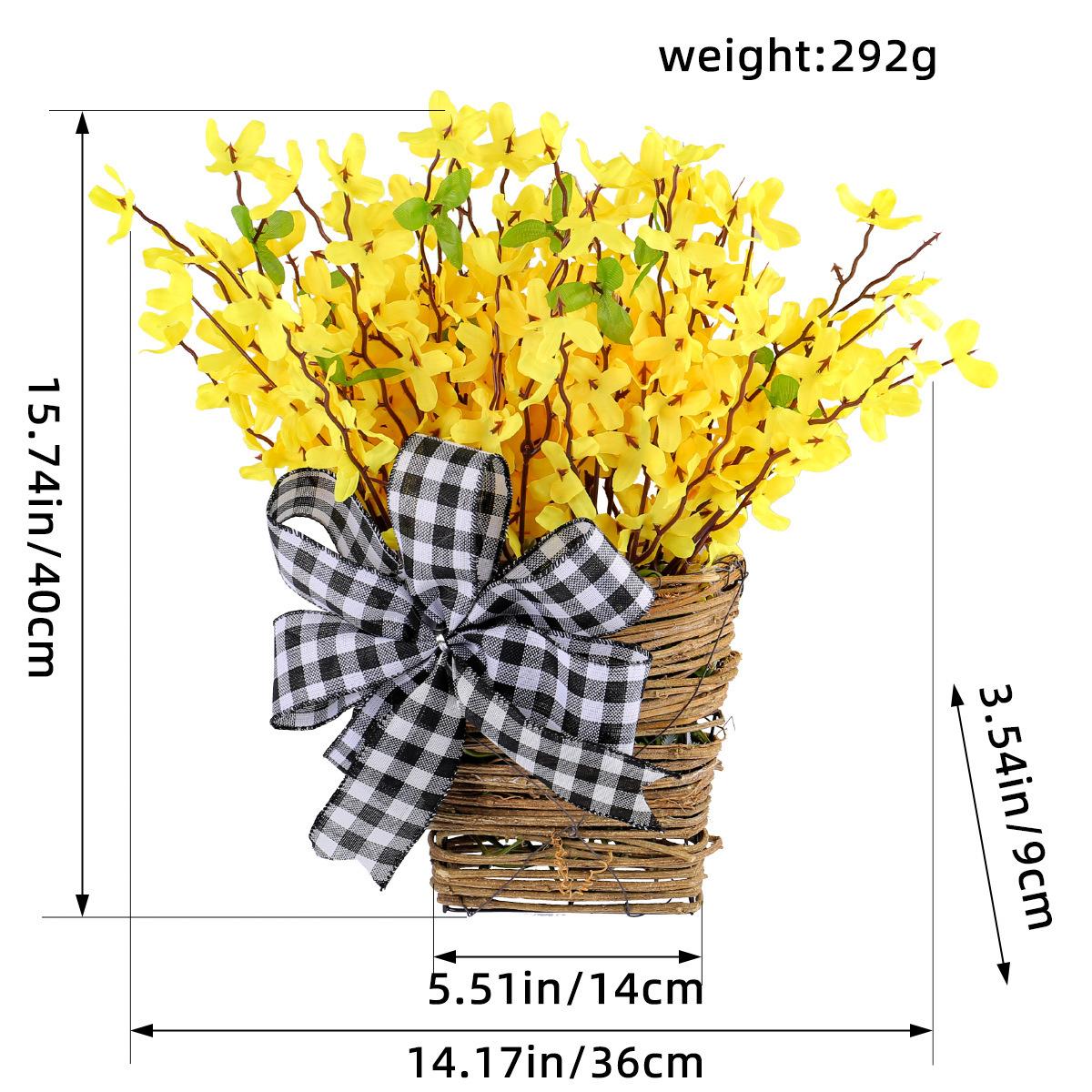 

Yellow Flower Withered Vine Flower Basket Door Hanging Spring And Summer Wall Simulation Flower Hanging Basket Window Hanging Basket Decoration V3-31 Jasmine wall hanging