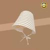  Pastoral Style Floral Bucket Hats French Striped Lace Up Wide-Brimmed Sun Hat