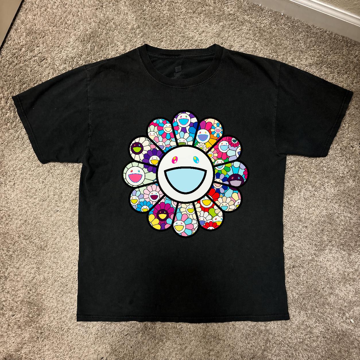 Takashi Murakami Flower T-Shirt S-5XL, Happy Design, Fast Shipping S разноцветный