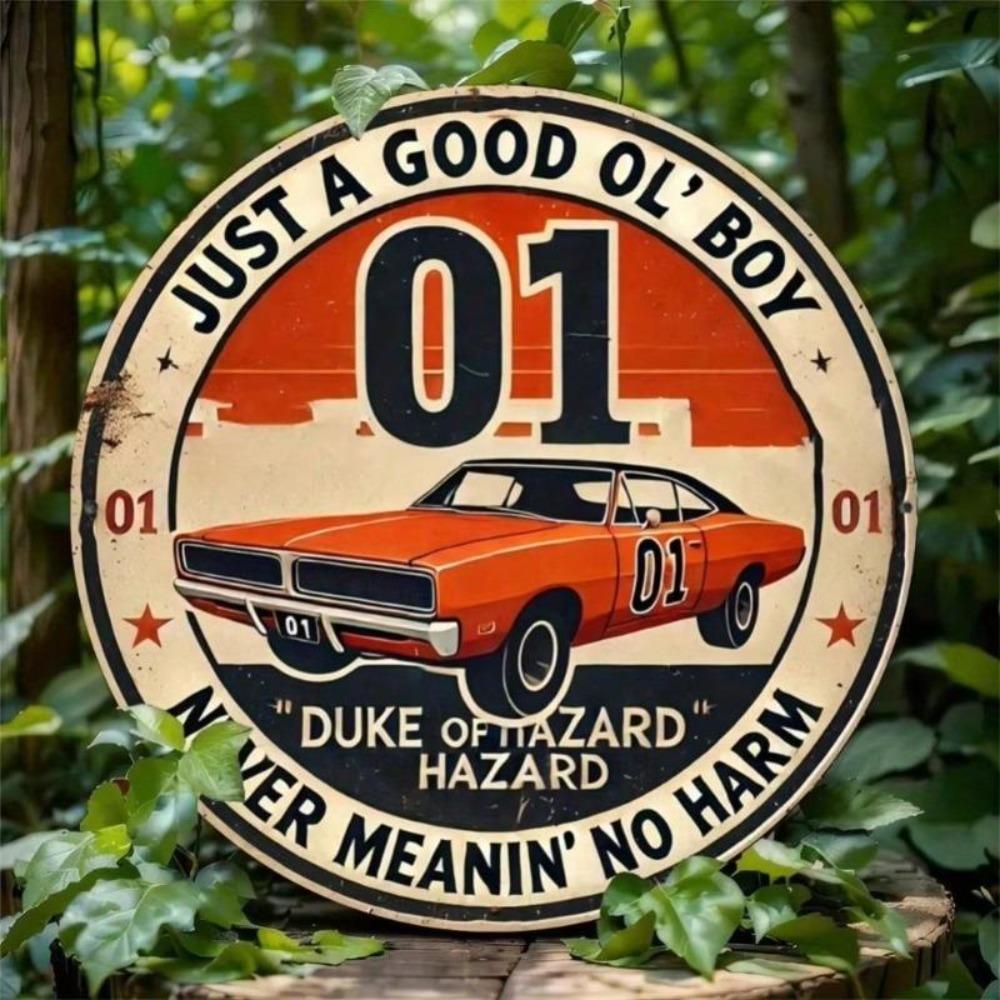 Dukes of Hazzard Vintage Metal Tin Sign Retro Wall Art Random Hole Metal Foil Engraving Cafe Bar Man Cave Gift