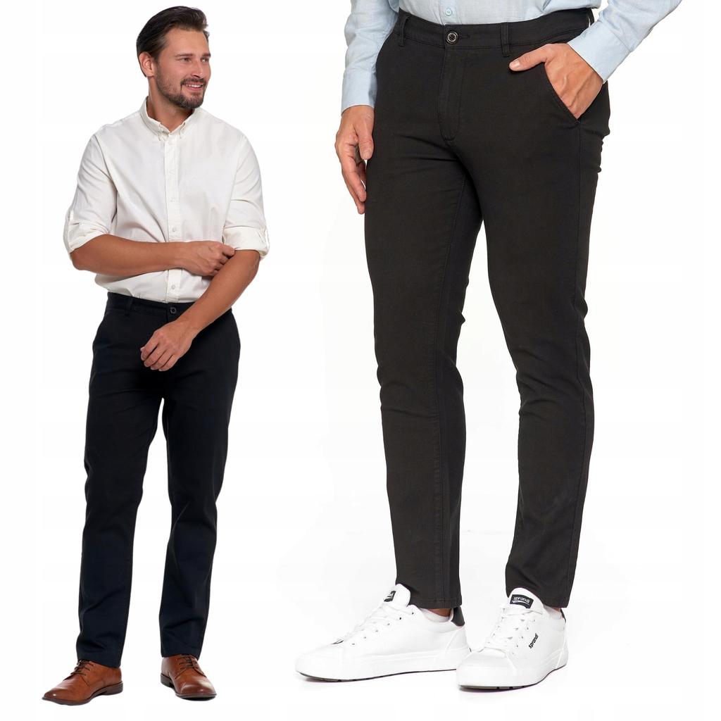 Men's Cotton Pants Classic Chinos Pockets Elegant MORAJ 31 BLACK