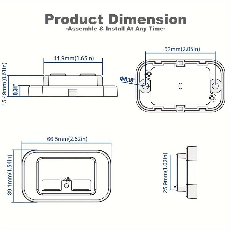 1 Set 18W Qc3.0 Usb A Port & 30W Pd Usb C Port 12V Rv Usb Outlet Charging Socket Panel With Led Light For Car Marine