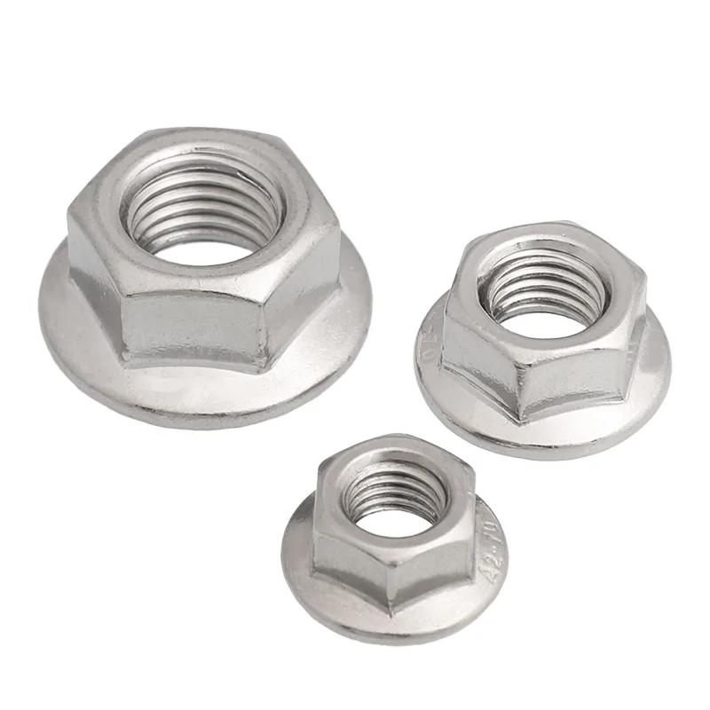 M2 M2.5 M3 M4 M5 M6 M8 M10 M12 M14 M16 M20 316/304 Stainless Steel Carbon Steel Hexagon Flange Nut Hex Lock Nuts With Pad