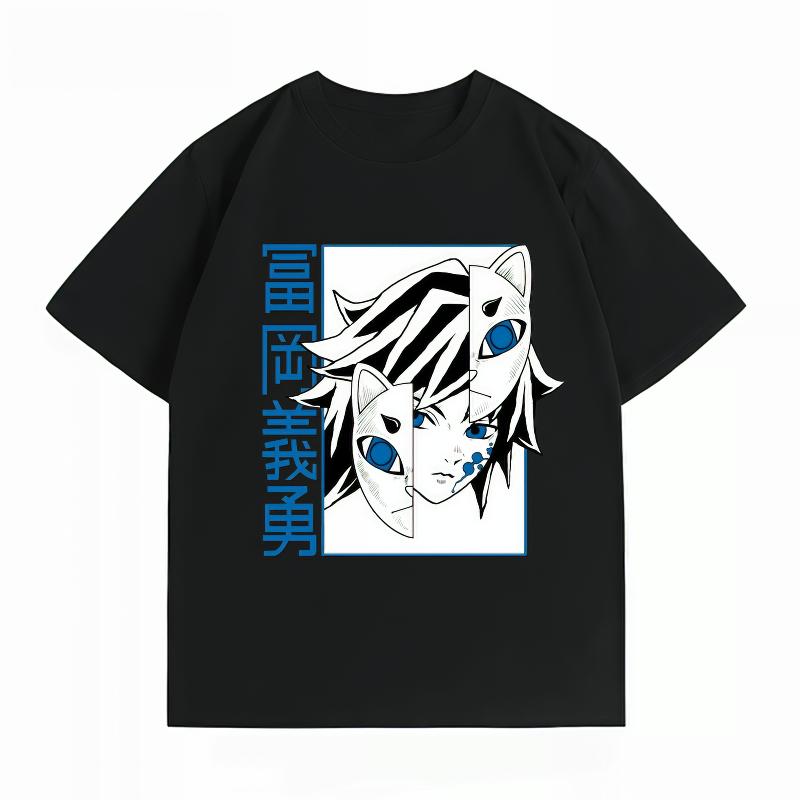 Unisexs Clothing 100 Cotton Summer TShirt Demon Slayer Giyu Print Anime Streetwear Casual Short Sleeve Tops