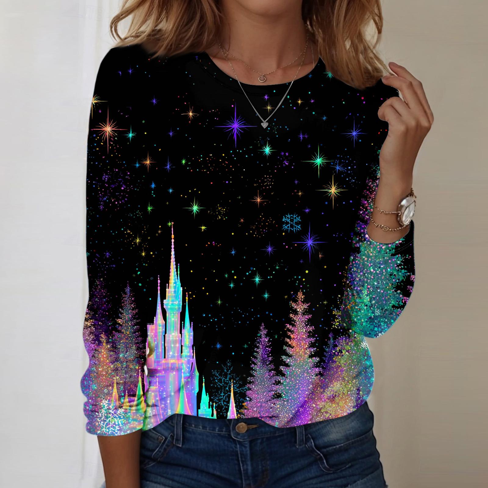 

Рубашки с длинным рукавом для женщин, милые футболки с графическим принтом, блузки, повседневные базовые топы больших размеров, пуловеры XL синий