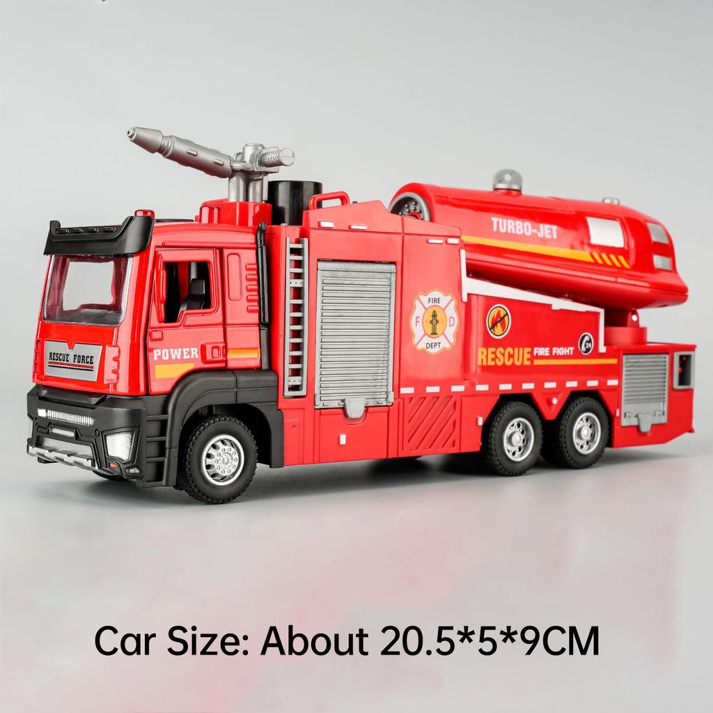 1:32 Scale Spray Water Fire Truck Car Model Toy Doors Opened Sound Light Models Spray Alloy Body Vehicle Hobby Decorations