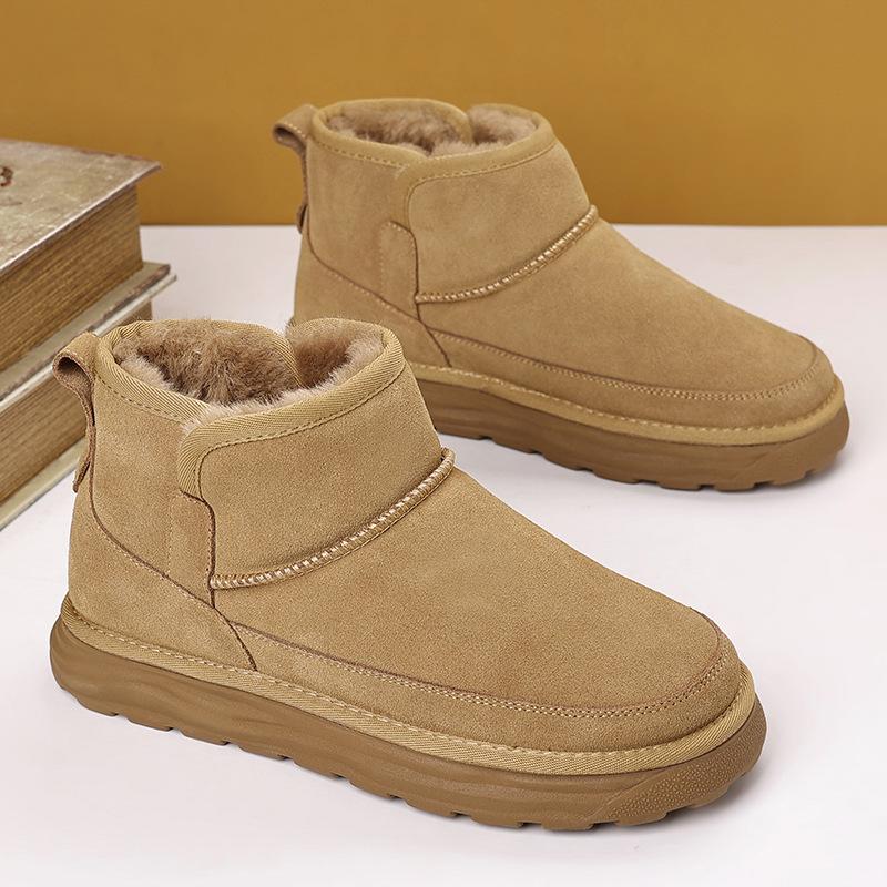 Men's Low-top Snow Boots and Fur Integrated Winter Warm Thickened Men's Cotton Shoes