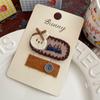 Button Design Rabbit Hair Clip Wool Material BB Hair Clip Cute Kids Hairpin  for Kids