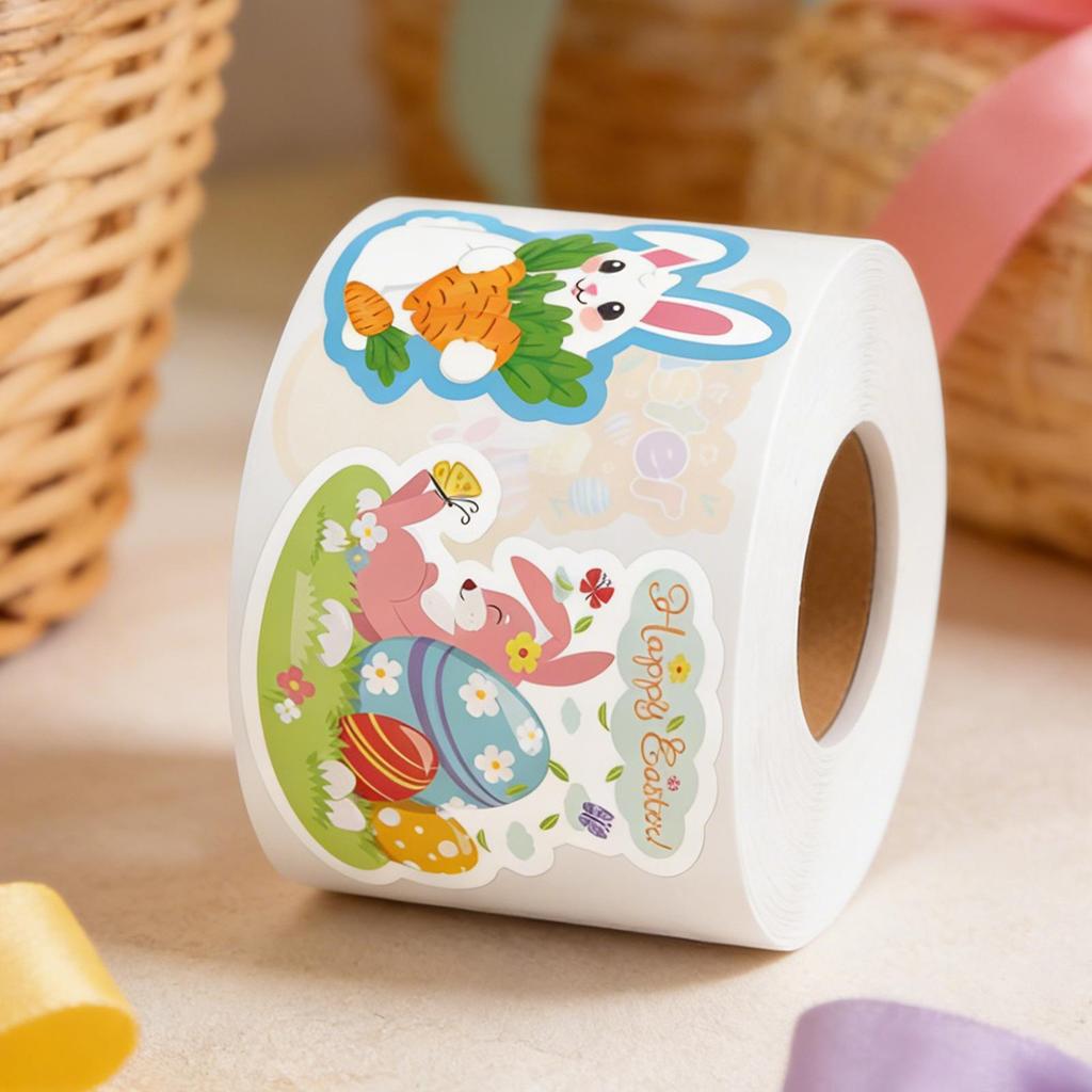 500pcs Happy Easter Stickers Cute Rabbit Egg Stickers Gift Sealing Labels Baking Package DIY Wrapping Box Gift Bag Decoration